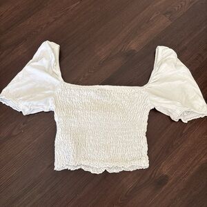 Urban Outfitters Cream Smocked Blouse